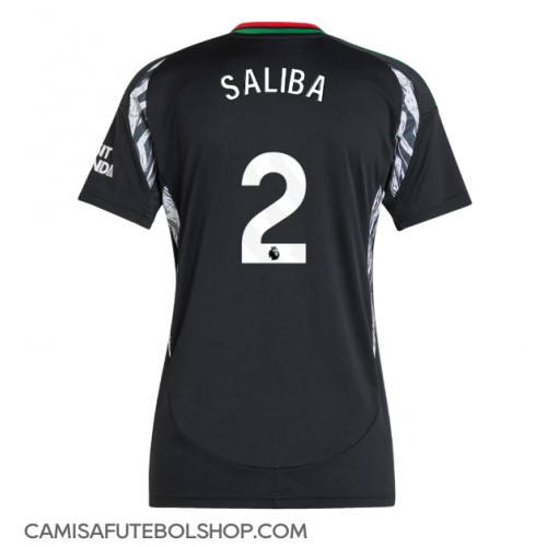 Camisa de time de futebol Arsenal William Saliba #2 Replicas 2º Equipamento Feminina 2024-25 Manga Curta